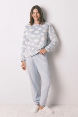 Довга піжама з пухнастого флісу