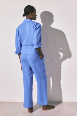 Штани довгі льон сині