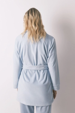 Синій оксамитовий халат міді з блискітками