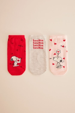 Набор из трех пар хлопковых носков Snoopy длиной до щиколотки