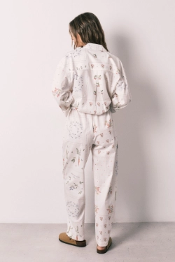 Длинные брюки из 100% хлопка с цветочным принтом