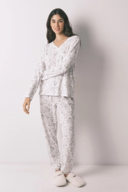 Длинная пижама из мягкого трикотажа в рубчик с принтом Moomin