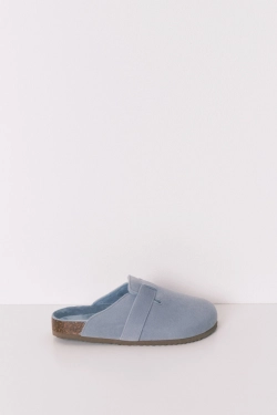 Домашние тапочки-сабо синего цвета