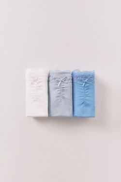 Набір із 3 класичних бавовняних трусиків із мереживом