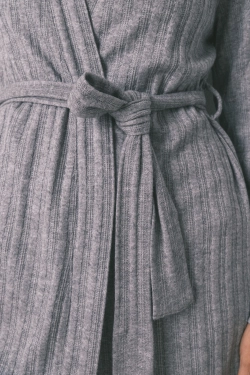 Халат миди из трикотажа серый