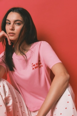 Длинная хлопковая  пижама с принтом