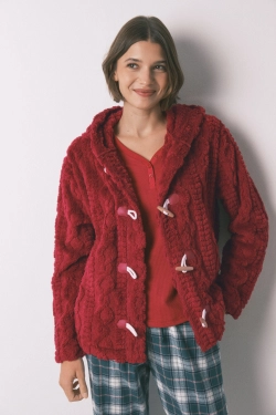 Короткий халат из супер-мягкого флиса с капюшоном