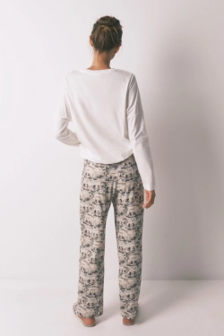 Довга піжама Mickey Mouse білого кольору з бавовни