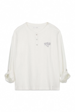 Біла футболка з довгим рукавом зі 100% бавовни