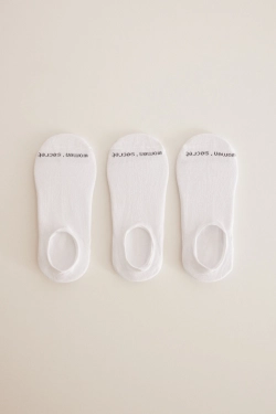Набір з 3 пар білих бавовняних шкарпеток-невидимок
