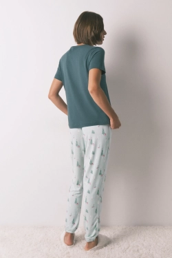 Довгі штани з м'якої тканини з новорічним принтом