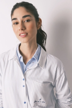 Длинная пижама из хлопка, белая в полоску