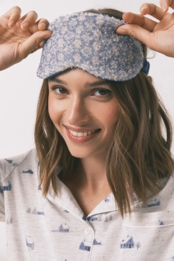 Синя маска для сну з букле