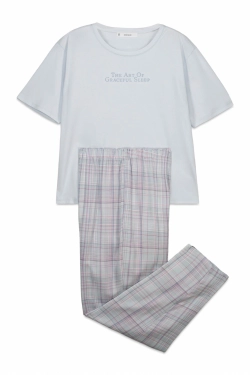 Піжама бавовняна синя в клітинку