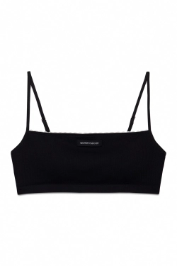 Черный бесшовный топ с прямым вырезом