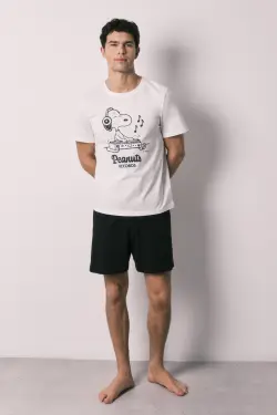 Мужская короткая хлопковая пижама Snoopy