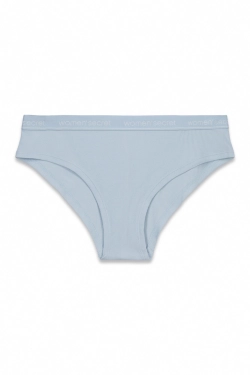 Голубые широкие трусики-бразилиана из хлопка в рубчик