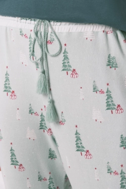 Довгі штани з м'якої тканини з новорічним принтом