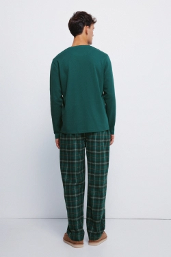 Довга піжама з картатими штанами
