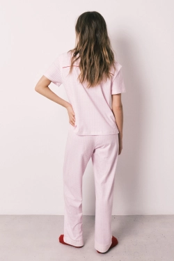 Піжама довга бавовняна в смужку з коротким рукавом