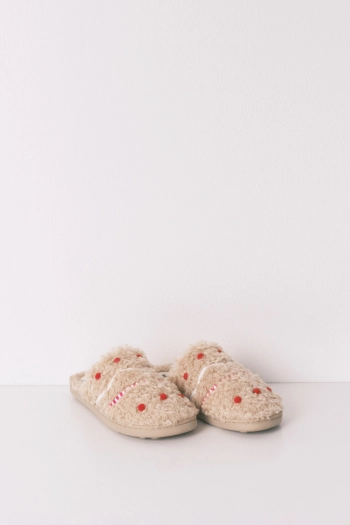 Бежевые тапочки из искусственной овчины Snoopy