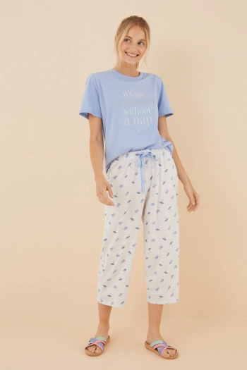 Пижама со штанами-капри La Vecina Rubia голубого цвета 100% хлопок