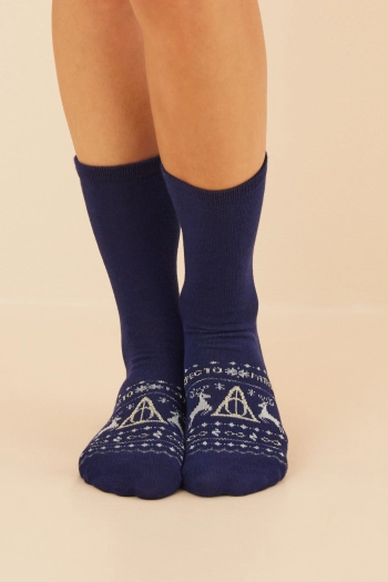 Набір із трьох пар синіх та сірих бавовняних шкарпеток Harry Potter