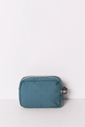 Середня зелена нейлонова косметичка з принтом у вигляді сердець