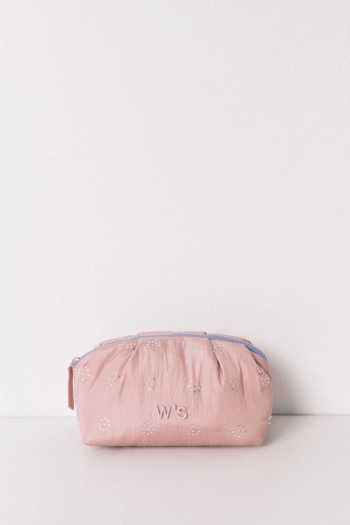 Стьобана рожева косметичка з паєтками