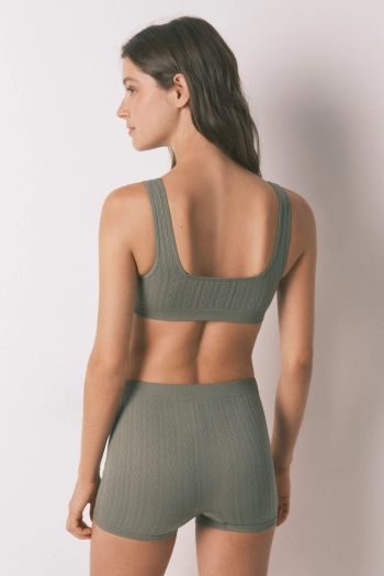 Зелені безшовні трусики-боксери з в'язаною текстурою