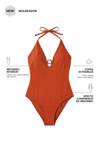 Купальник корректирующий с V-вырезом оранжевый