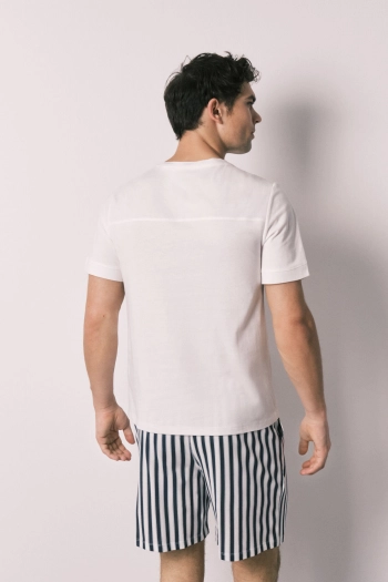 Чоловіча коротка піжама у смужку зі 100% бавовни