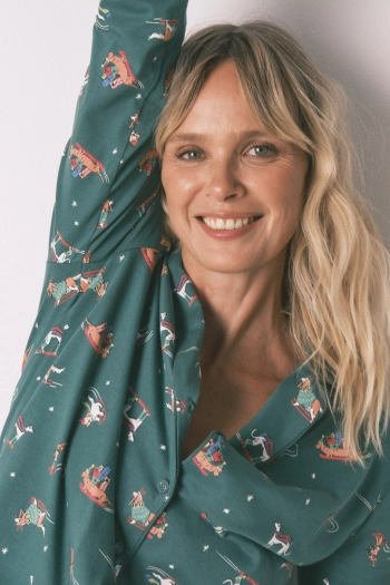 Женская хлопковая пижама с принтом в виде собак