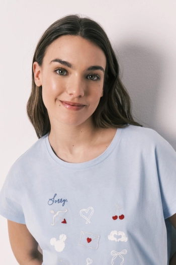 Піжама бавовняна довга з коротким рукавом MICKEY