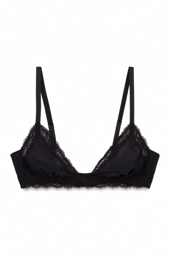 NATURAL Черный треугольный бюстгальтер из микрофибры и кружева
