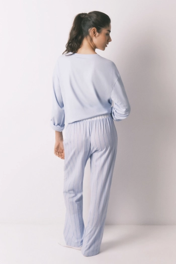 Длинные брюки из хлопка с принтом в синюю полоску