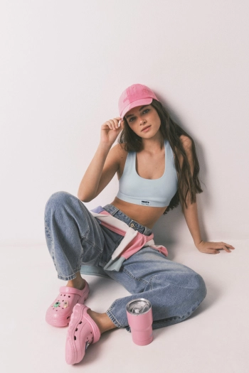 Голубой спортивный бесшовный бюстгальтер