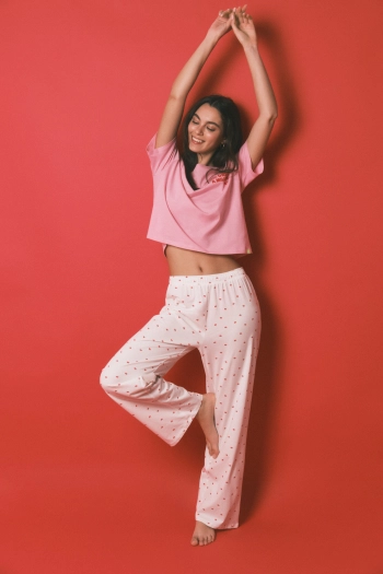 Длинная хлопковая  пижама с принтом