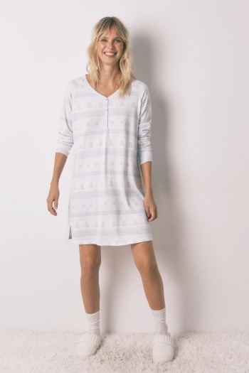 М’яка нічна сорочка міді з джерсі зі скандинавським принтом