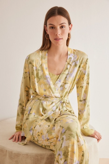 Пижамный комплект из 3 предметов с цветочным принтом