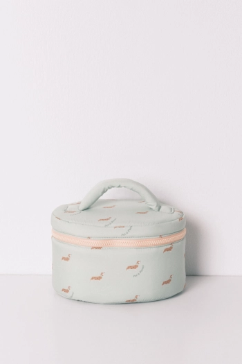Средняя зелёная косметичка с принтом маленьких собачек