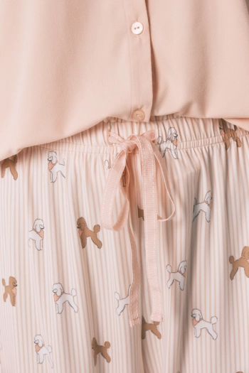 Довга піжама зі м’якої трикотажної тканини, з принтом собачок