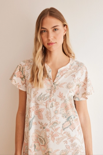 Ночная рубашка из хлопка с цветочным принтом