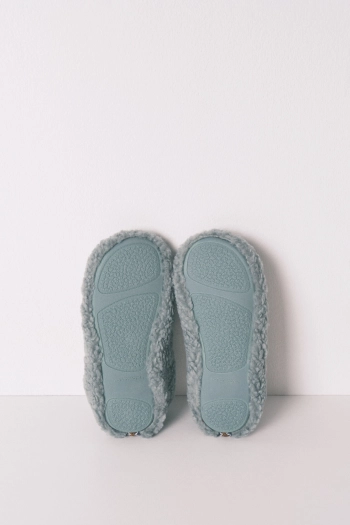 Зелені домашні капці зі штучної овчини