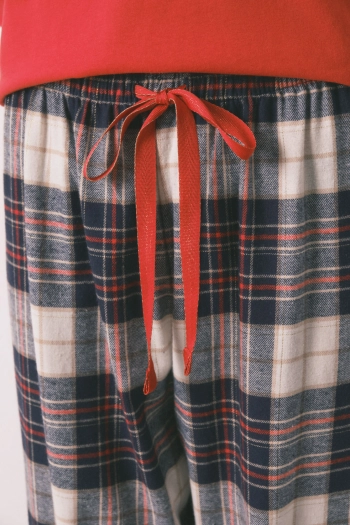 Довга бавовняна піжама з картатими штанами та принтом "Hogwarts"