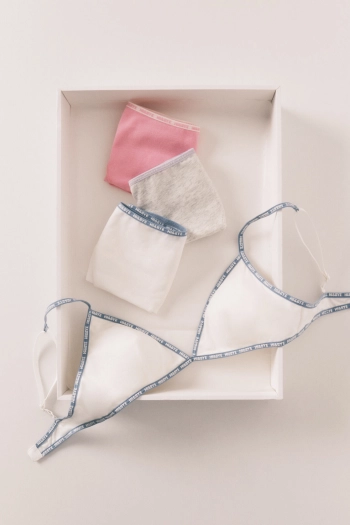 Набор из 3 классических трусов из хлопка: серый, розовый, белый
