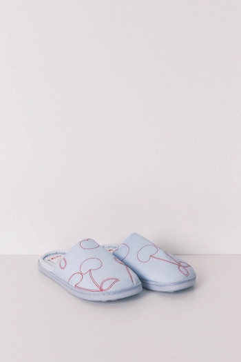Домашні капці сині з вишеньками