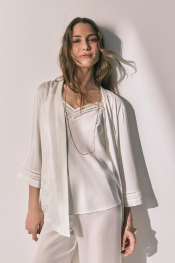 Довга піжама та халат із сатину