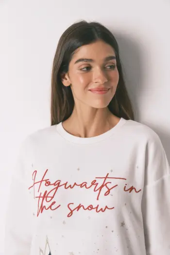Довга флісова піжама з принтом "Hogwarts"