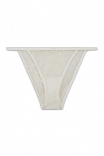 Класичні трусики з тонкими бретелями і бантом білого кольору з відтінком айворі